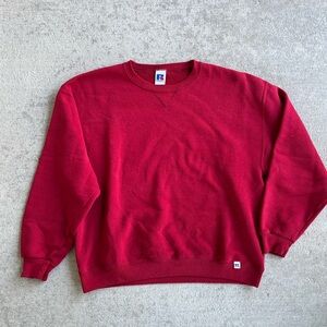 Russel athletic vintage 90s cherry red crewneck sweatshirt fleece pullover